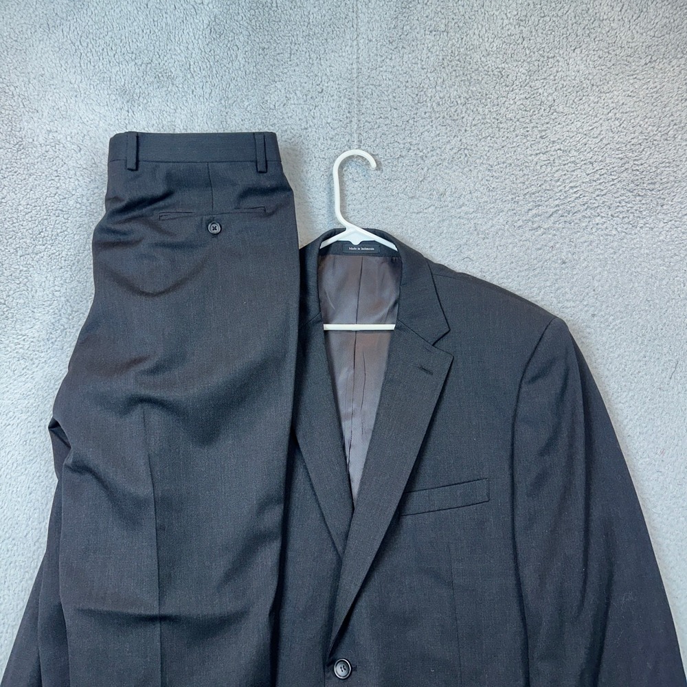 Pronto Uomo 2 Piece Wool Suit Mens 44 Long Platinum Dark Grey 36x30